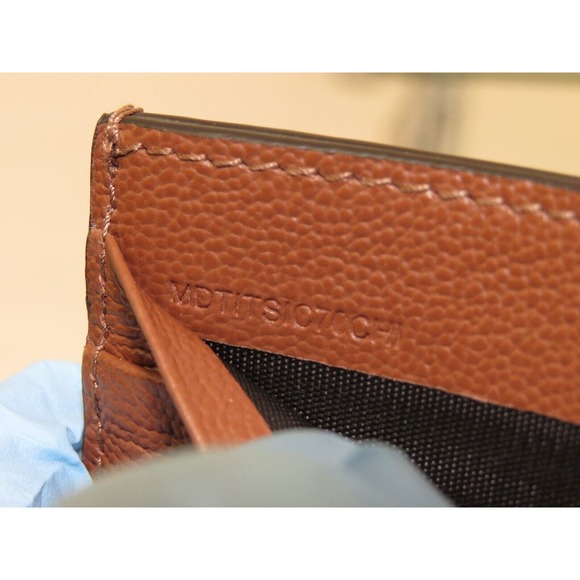 $350 BURBERRY SANDON BROWN TAN GRAINED LEATHER LOGO CARD HOLDER CASE WALLET - Picture 9 of 12